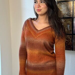 a.n.a V-Neck Sweater - Orange and Brown